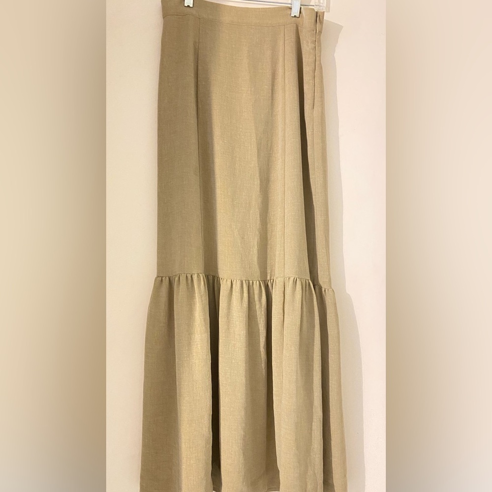 Rodebjer Khaki Flounce Maxi Skirt Size small